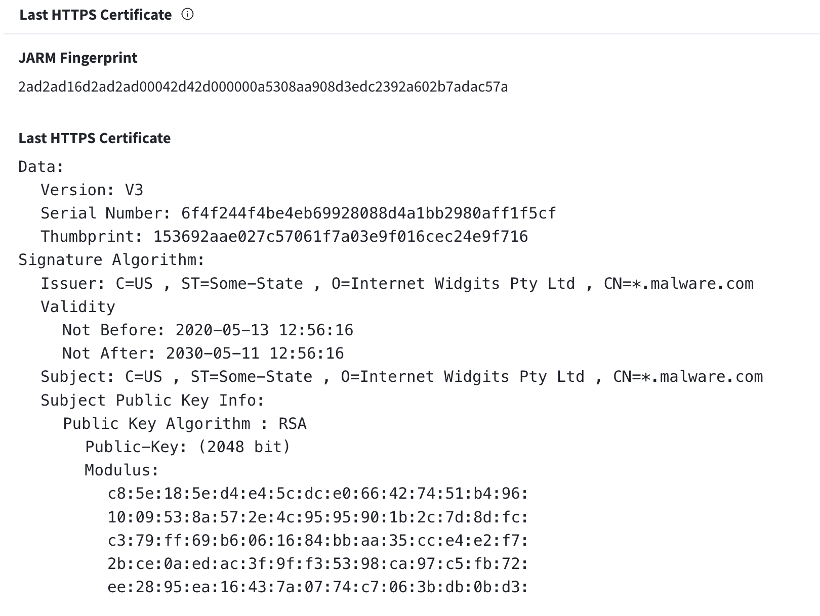 certificate of c2 domain