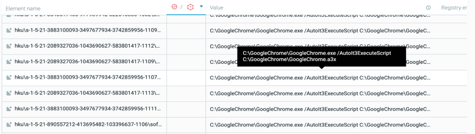 persistence achieved by setting the registry key in different name